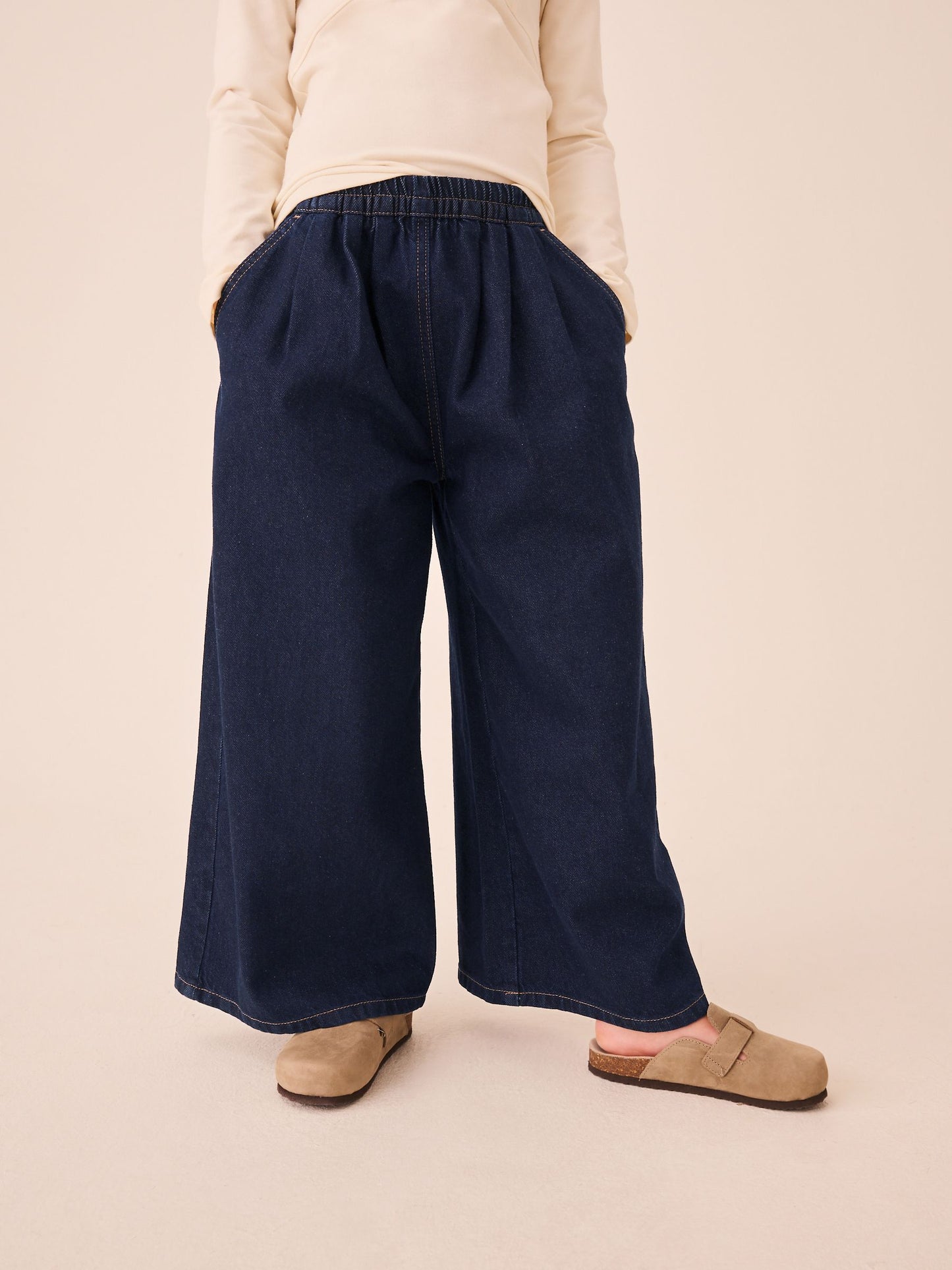 Dsiney Kidz - Blue Rinse Wash Denim Pull On Wide Leg Jeans (3-16yrs) image 1