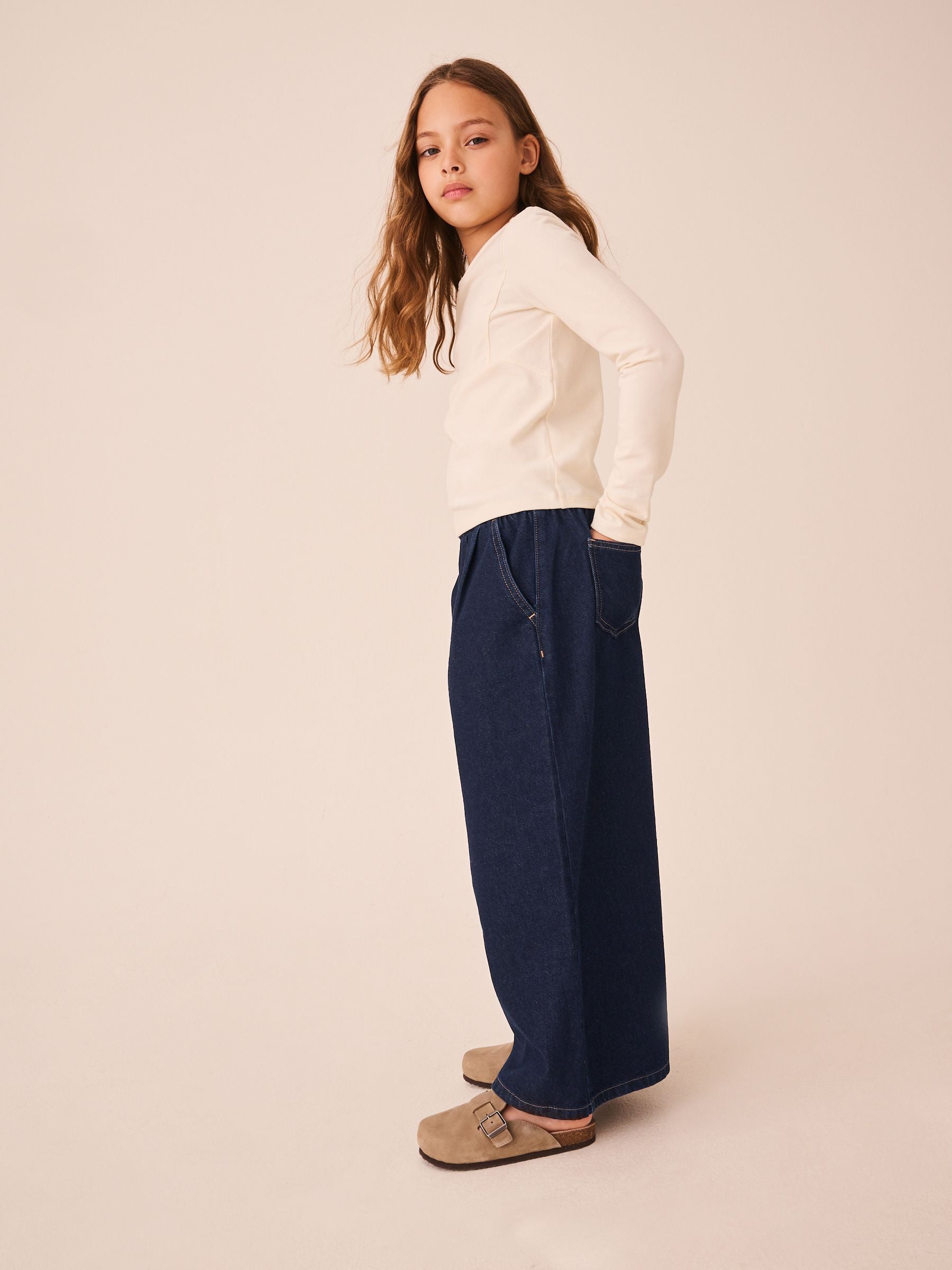Dsiney Kidz - Blue Rinse Wash Denim Pull On Wide Leg Jeans (3-16yrs) image 3