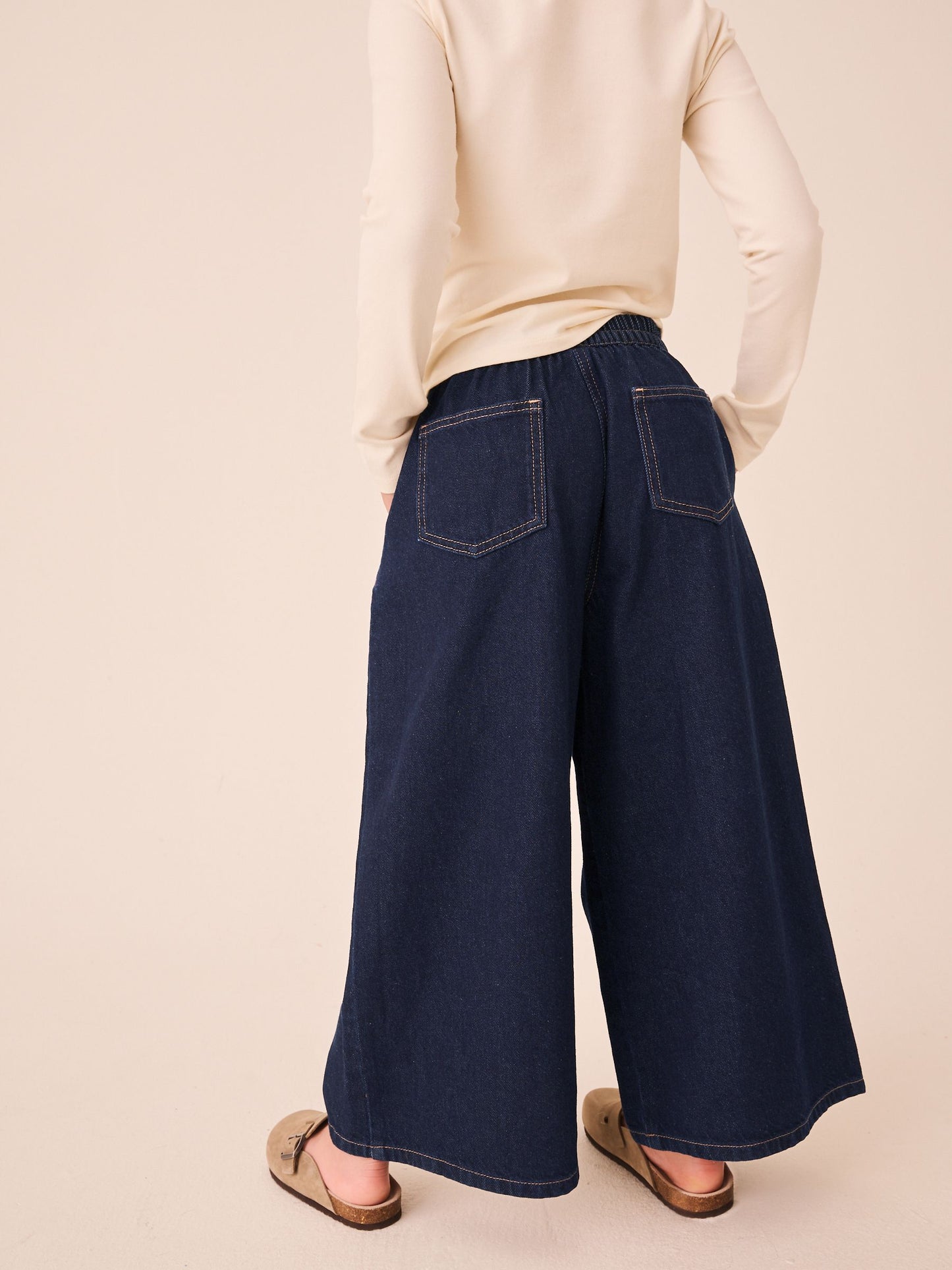 Dsiney Kidz - Blue Rinse Wash Denim Pull On Wide Leg Jeans (3-16yrs) image 4