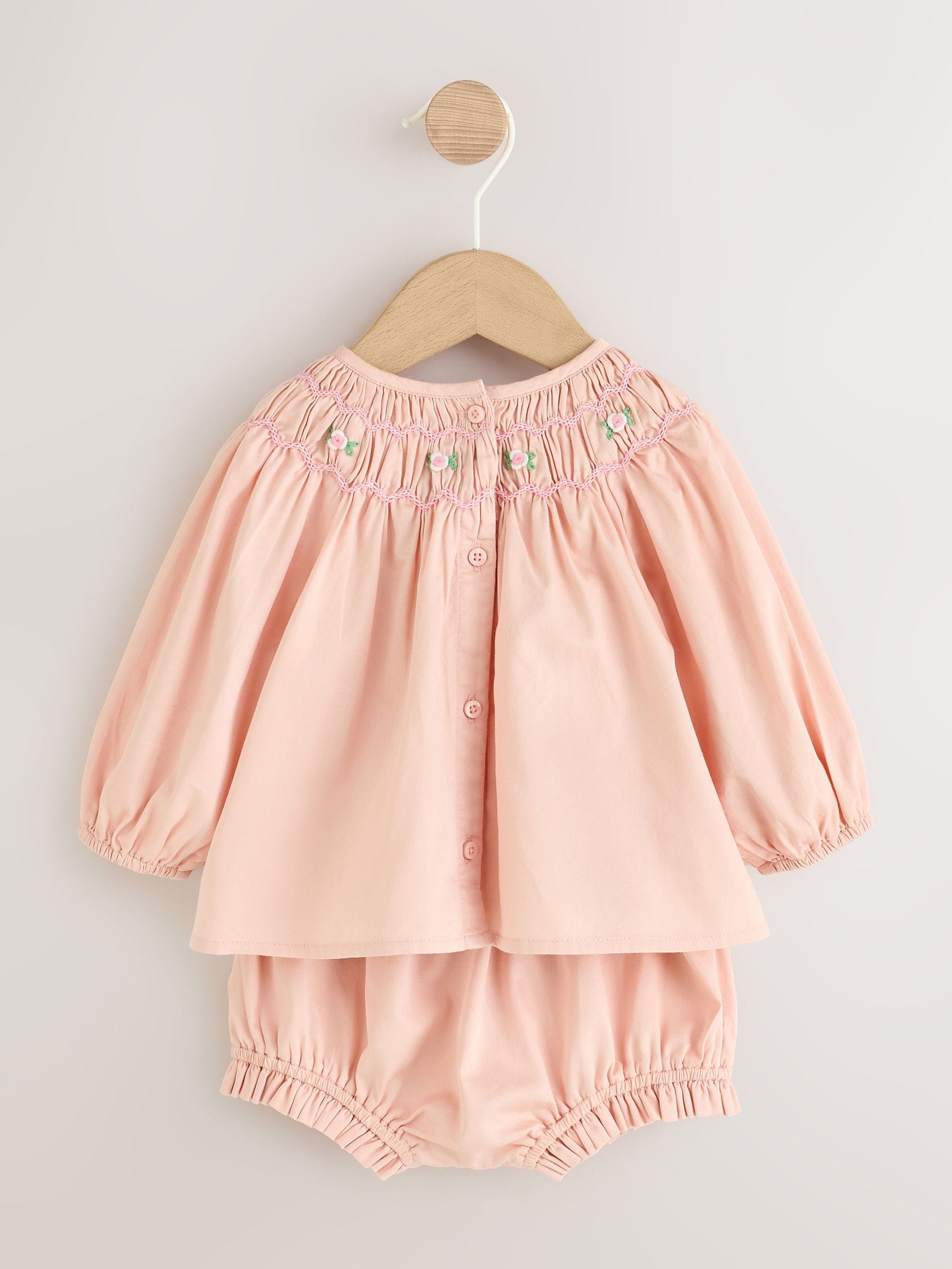 Pink Smock Woven Top, Shorts and Socks Baby Set 2 Piece (0mths-2yrs) image 2
