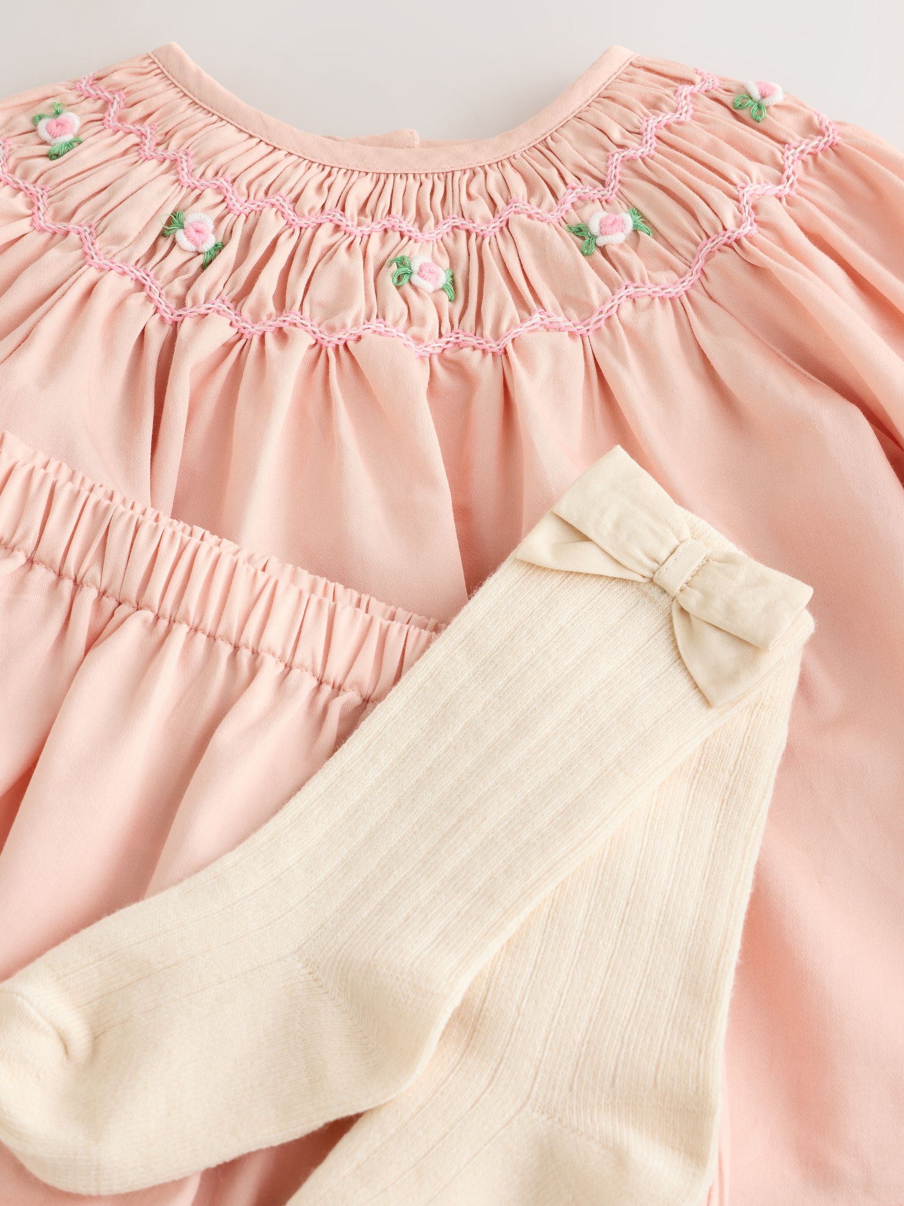 Pink Smock Woven Top, Shorts and Socks Baby Set 2 Piece (0mths-2yrs) image 4