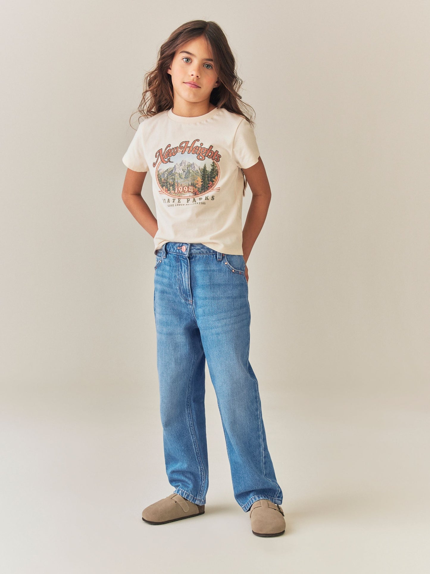 Dsiney Kidz - Mid Wash Stud Pocket Detail Straight Leg Jeans (3-16yrs) image 1