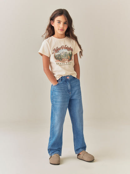 Dsiney Kidz - Mid Wash Stud Pocket Detail Straight Leg Jeans (3-16yrs) image 2