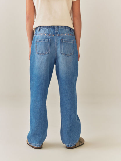 Dsiney Kidz - Mid Wash Stud Pocket Detail Straight Leg Jeans (3-16yrs) image 4