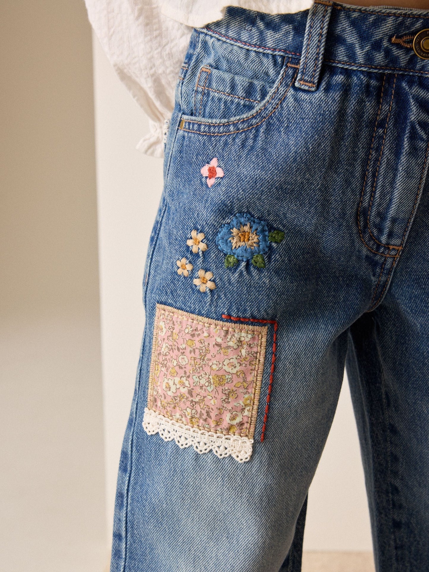 Dsiney Kidz - Patchwork Embroidered Straight Leg Jeans (3-16yrs) image 4