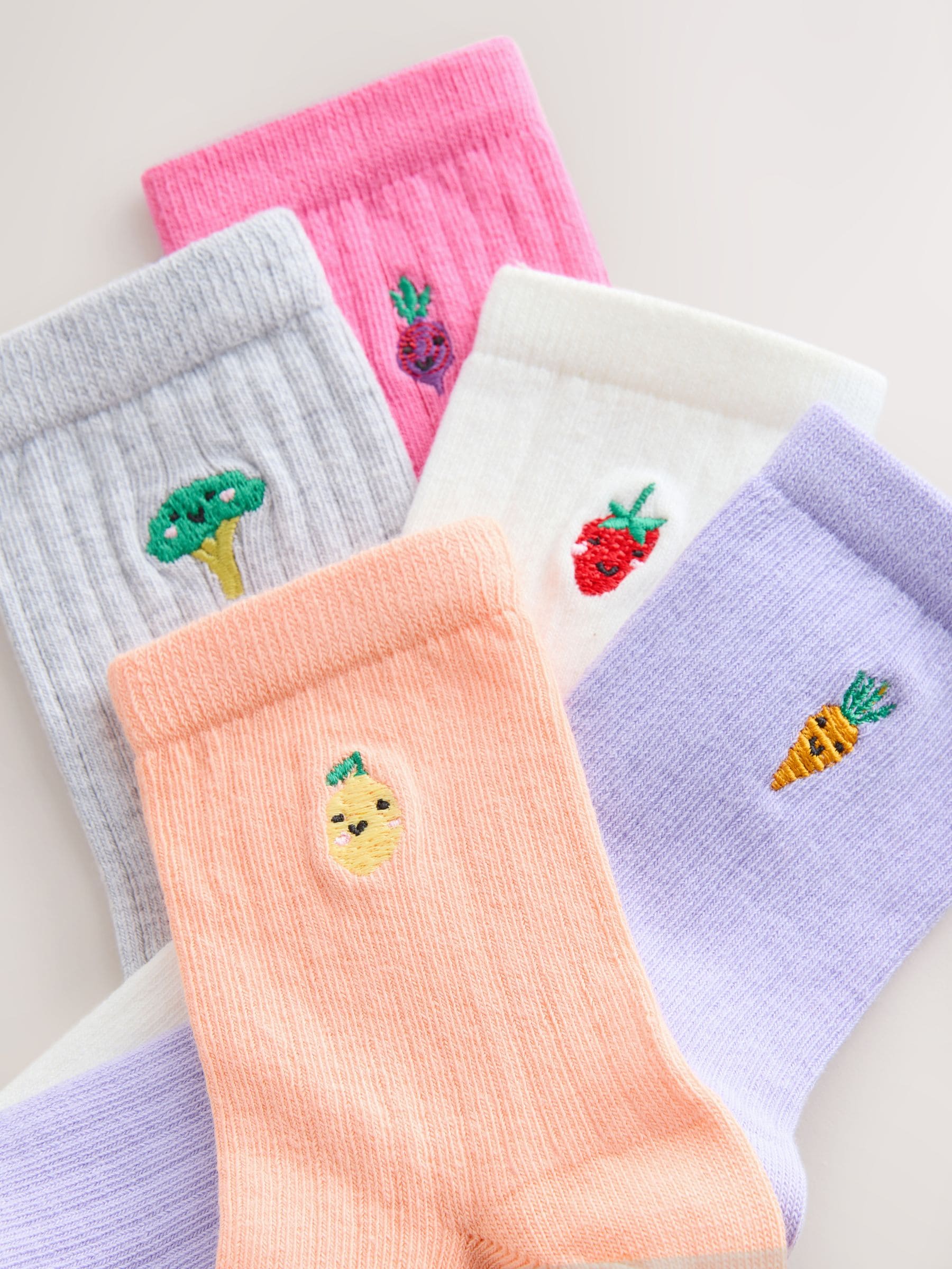 Multi Cotton Rich Embroidered Ankle Socks 5 Pack image 2