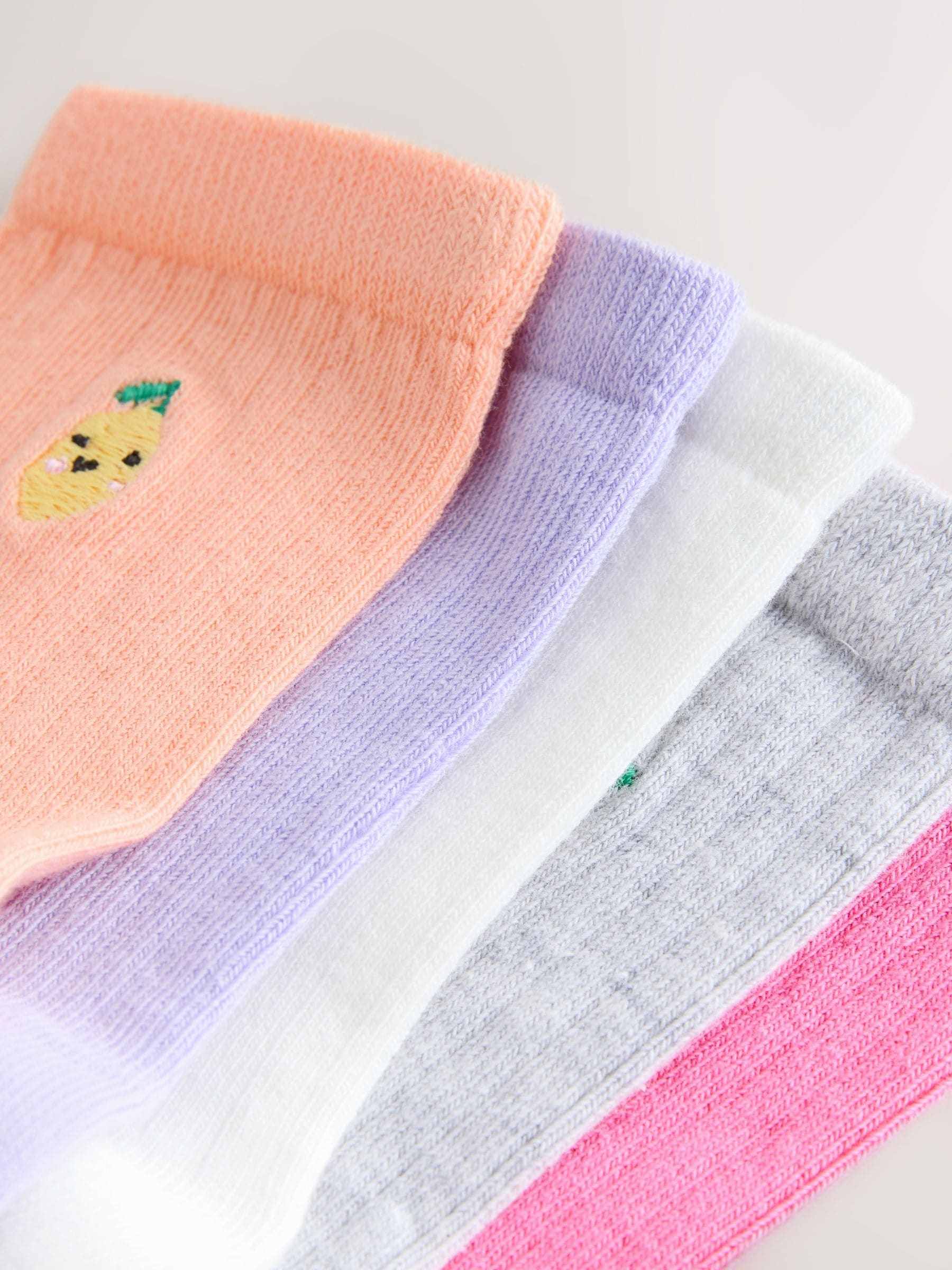 Multi Cotton Rich Embroidered Ankle Socks 5 Pack image 3