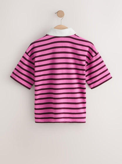 Dsiney Kidz - Pink Stripe Short Sleeve Rugby Top (3-16yrs) image 6