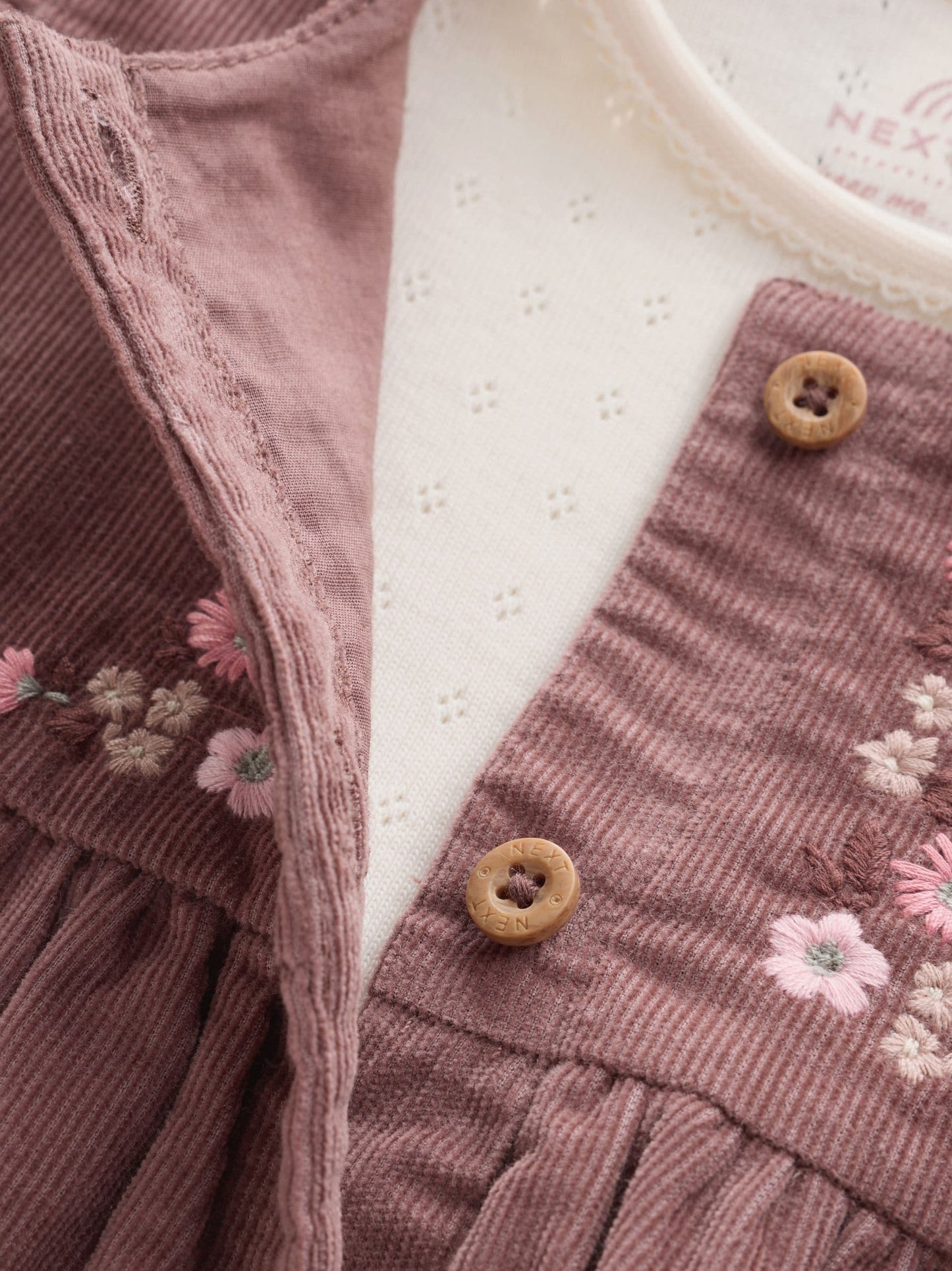 Dsiney Kidz - Chocolate Brown Floral Baby Pinafore Bodysuit And Tights 3 Piece Set (0mths-2yrs) image 7