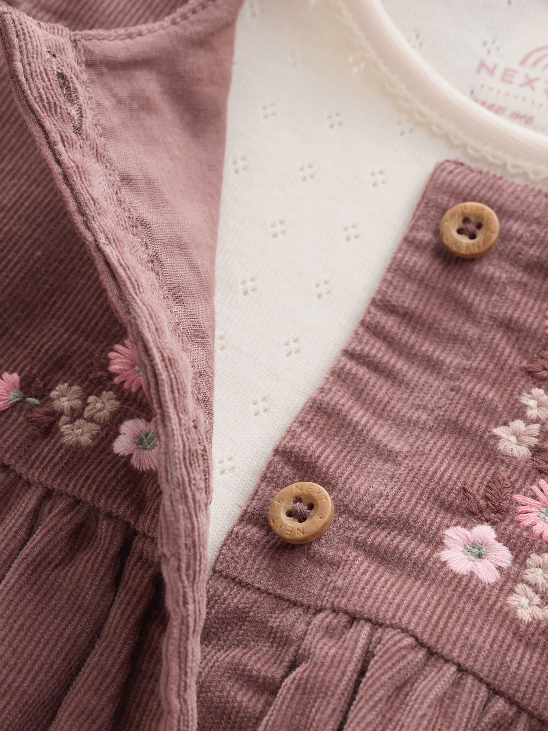 Dsiney Kidz - Chocolate Brown Floral Baby Pinafore Bodysuit And Tights 3 Piece Set (0mths-2yrs) image 7