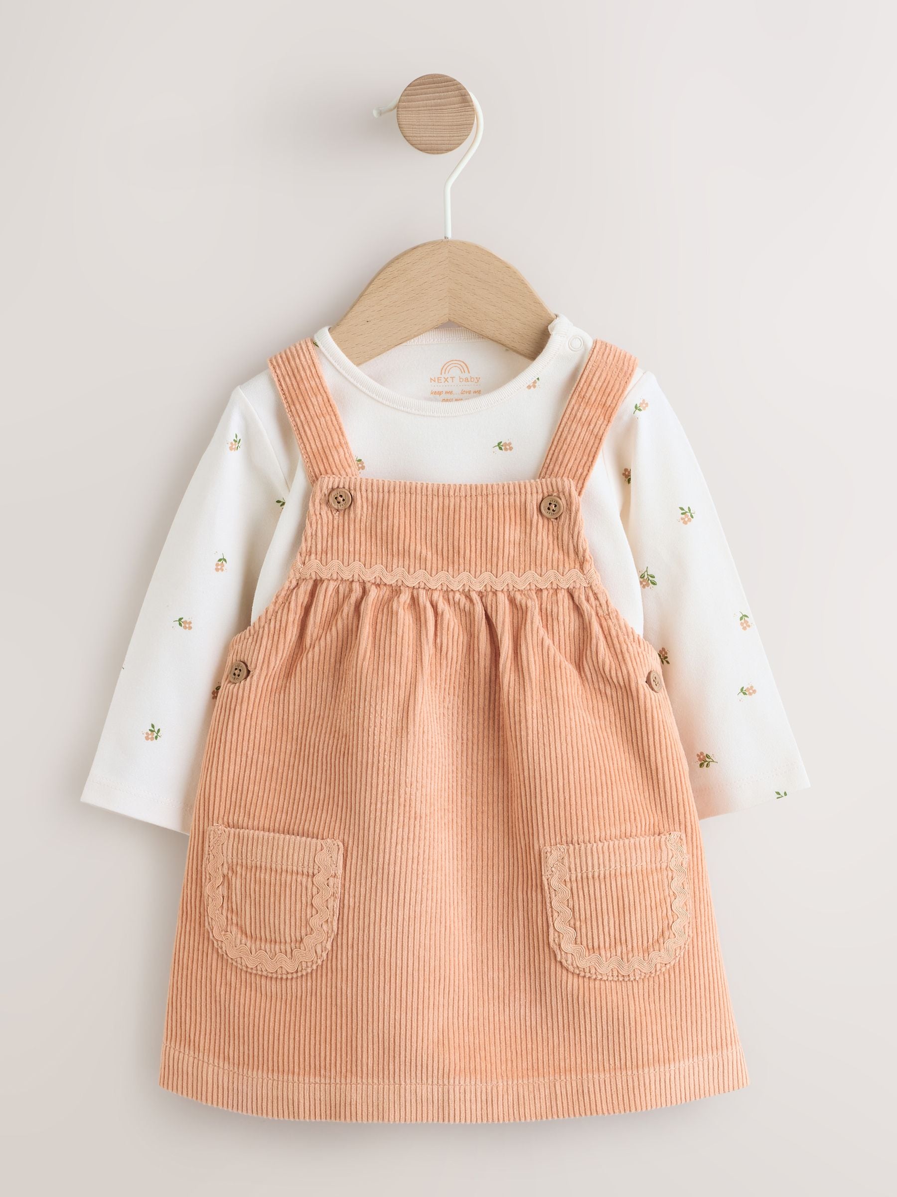Rust Brown Cord Baby Bodysuit And Pinafore Set 2 Piece (0mths-2yrs) image 1
