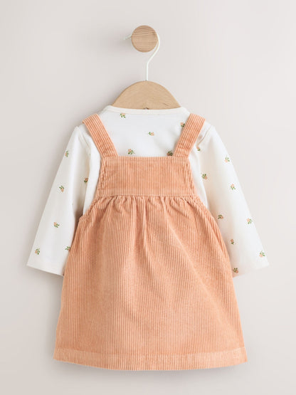Rust Brown Cord Baby Bodysuit And Pinafore Set 2 Piece (0mths-2yrs) image 2