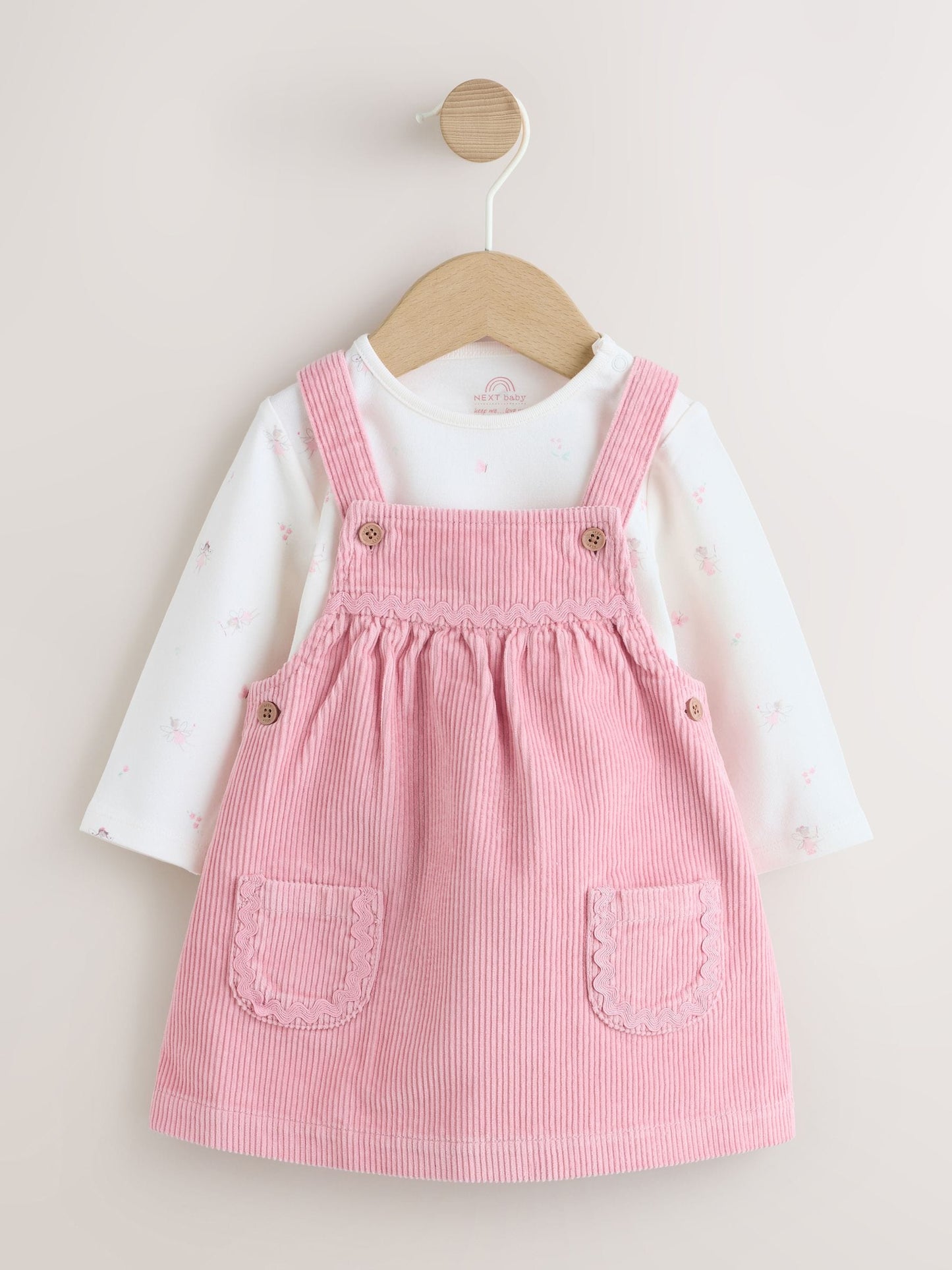 Pink Cord Baby Bodysuit And Pinafore Set 2 Piece (0mths-2yrs) image 1