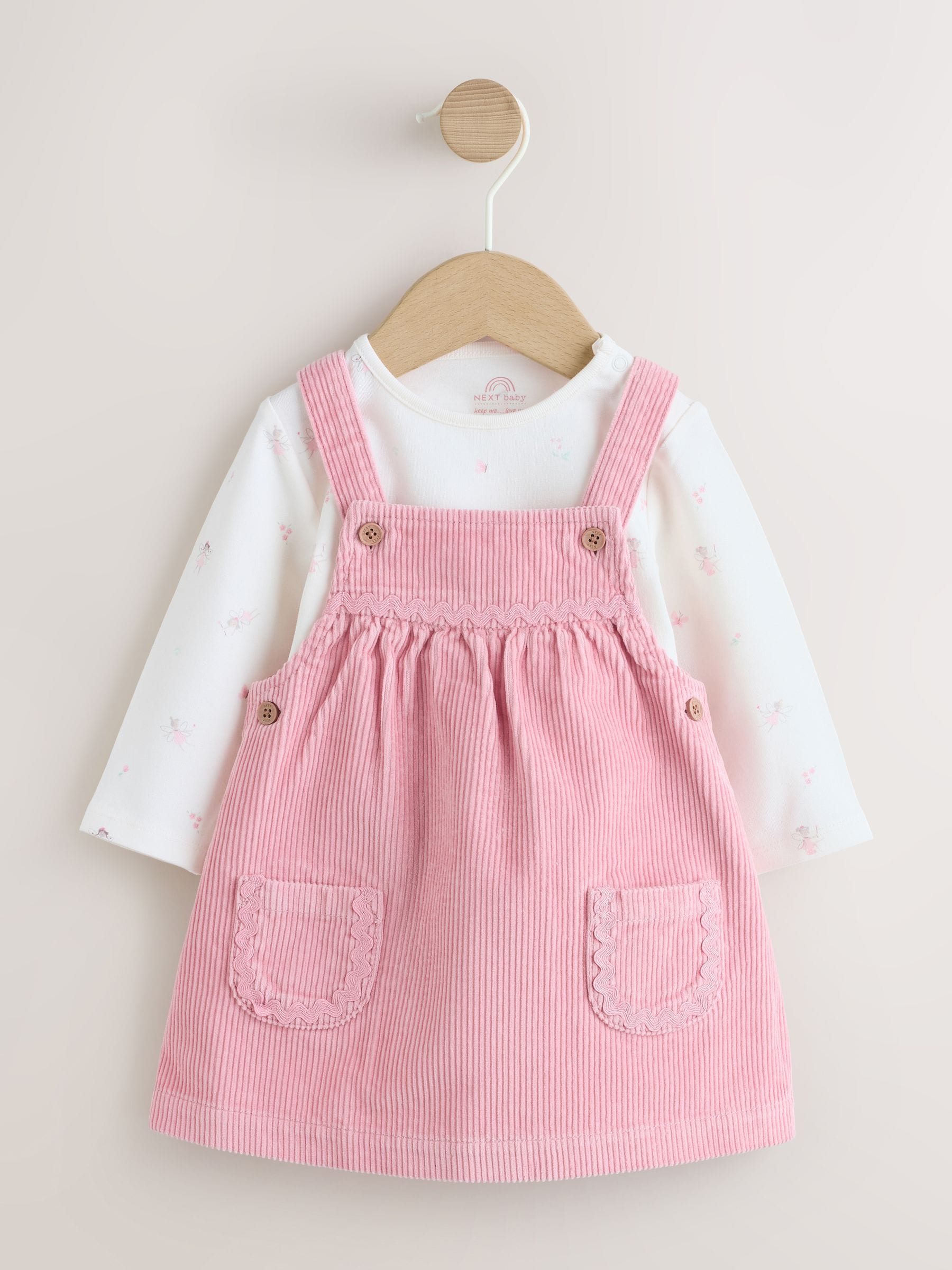 Pink Cord Baby Bodysuit And Pinafore Set 2 Piece (0mths-2yrs) image 1