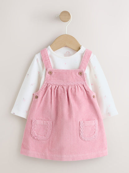 Pink Cord Baby Bodysuit And Pinafore Set 2 Piece (0mths-2yrs) image 1