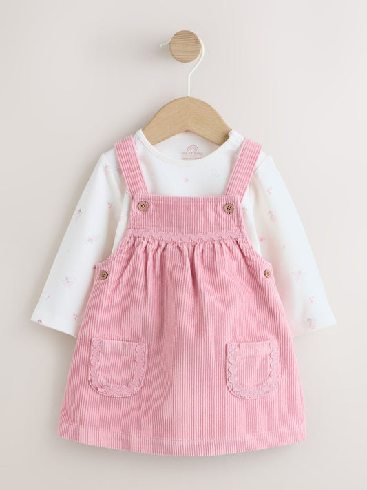 Pink Cord Baby Bodysuit And Pinafore Set 2 Piece (0mths-2yrs) image 1
