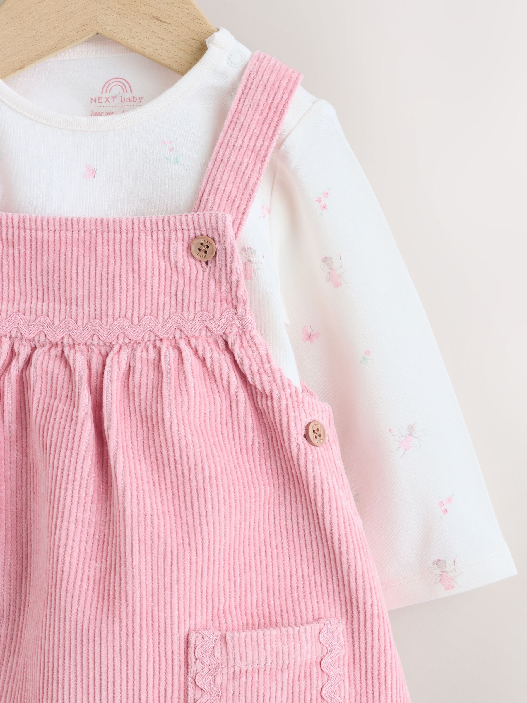 Pink Cord Baby Bodysuit And Pinafore Set 2 Piece (0mths-2yrs) image 4
