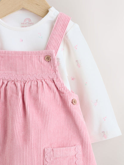 Pink Cord Baby Bodysuit And Pinafore Set 2 Piece (0mths-2yrs) image 4