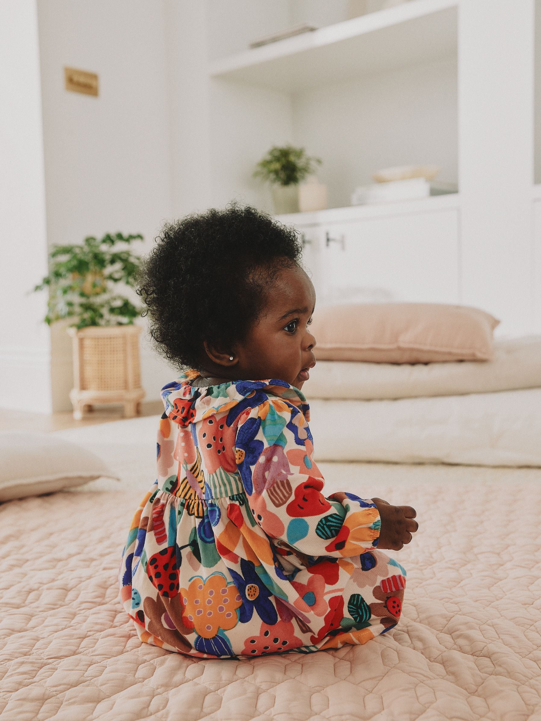 Multi Bright Print Cord Baby Dress And Tights 2 Piece Set (0mths-2yrs) image 4