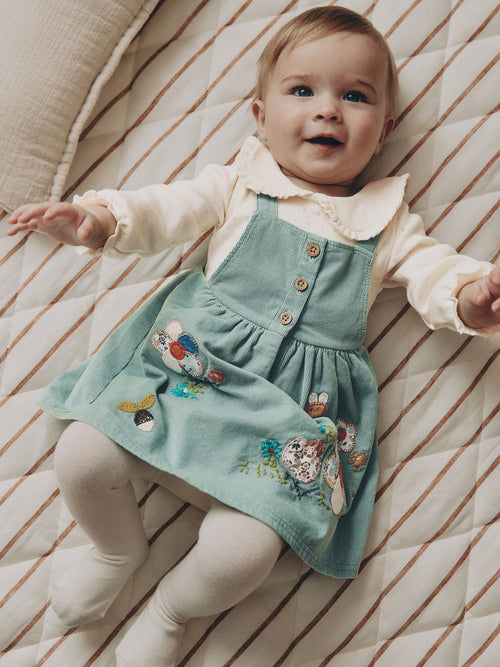 Dsiney Kidz - Teal Blue Baby Pinafore Bodysuit And Tights 3 Piece Set (0mths-2yrs) image 1