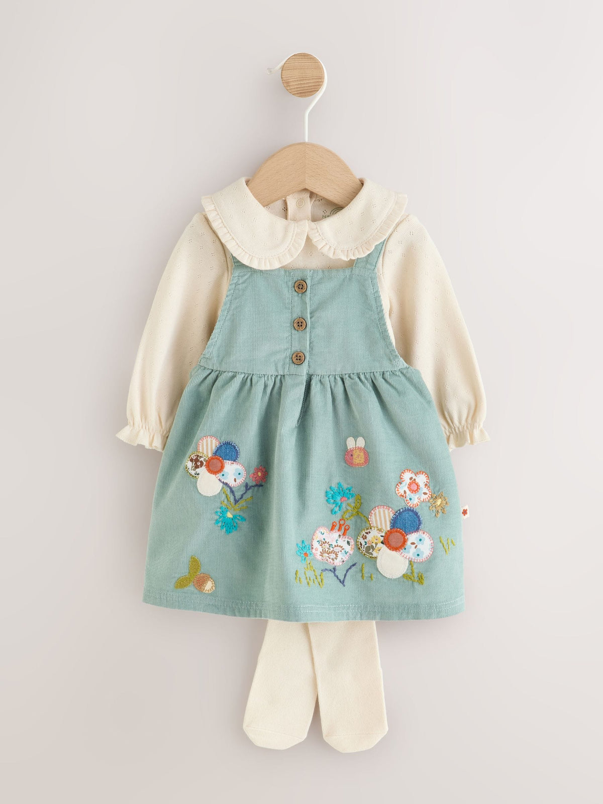 Dsiney Kidz - Teal Blue Baby Pinafore Bodysuit And Tights 3 Piece Set (0mths-2yrs) image 8