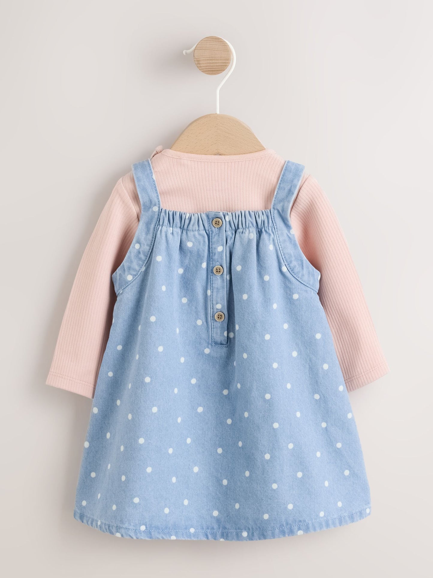 Dsiney Kidz - Denim Spot Baby Pinafore Long Sleeve Bodysuit And Tights 3 Piece Set (0mths-2yrs) image 3