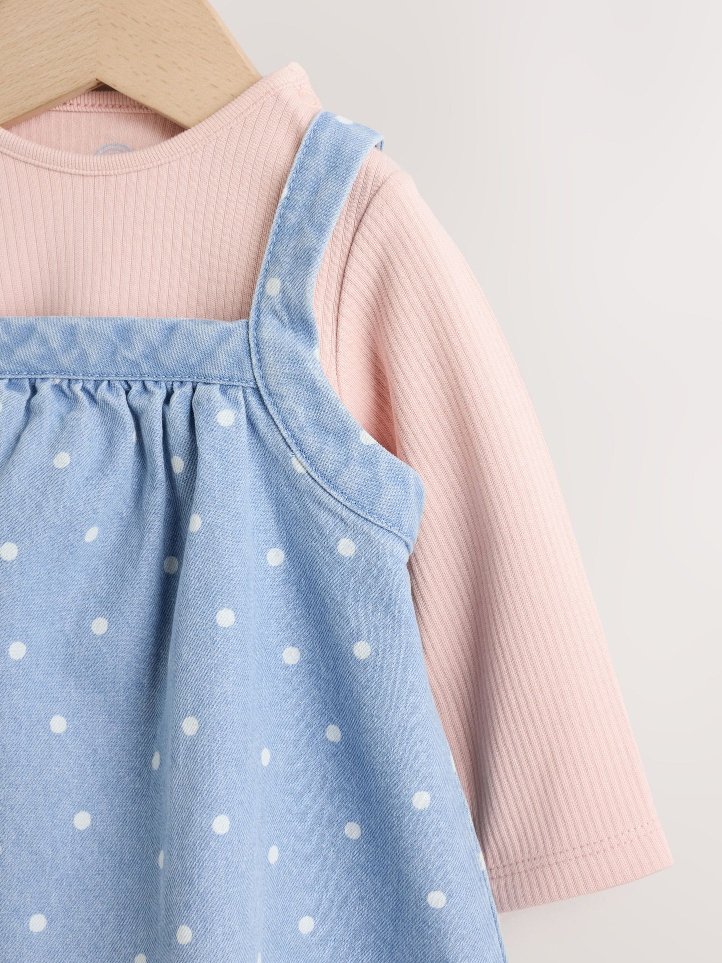 Dsiney Kidz - Denim Spot Baby Pinafore Long Sleeve Bodysuit And Tights 3 Piece Set (0mths-2yrs) image 4