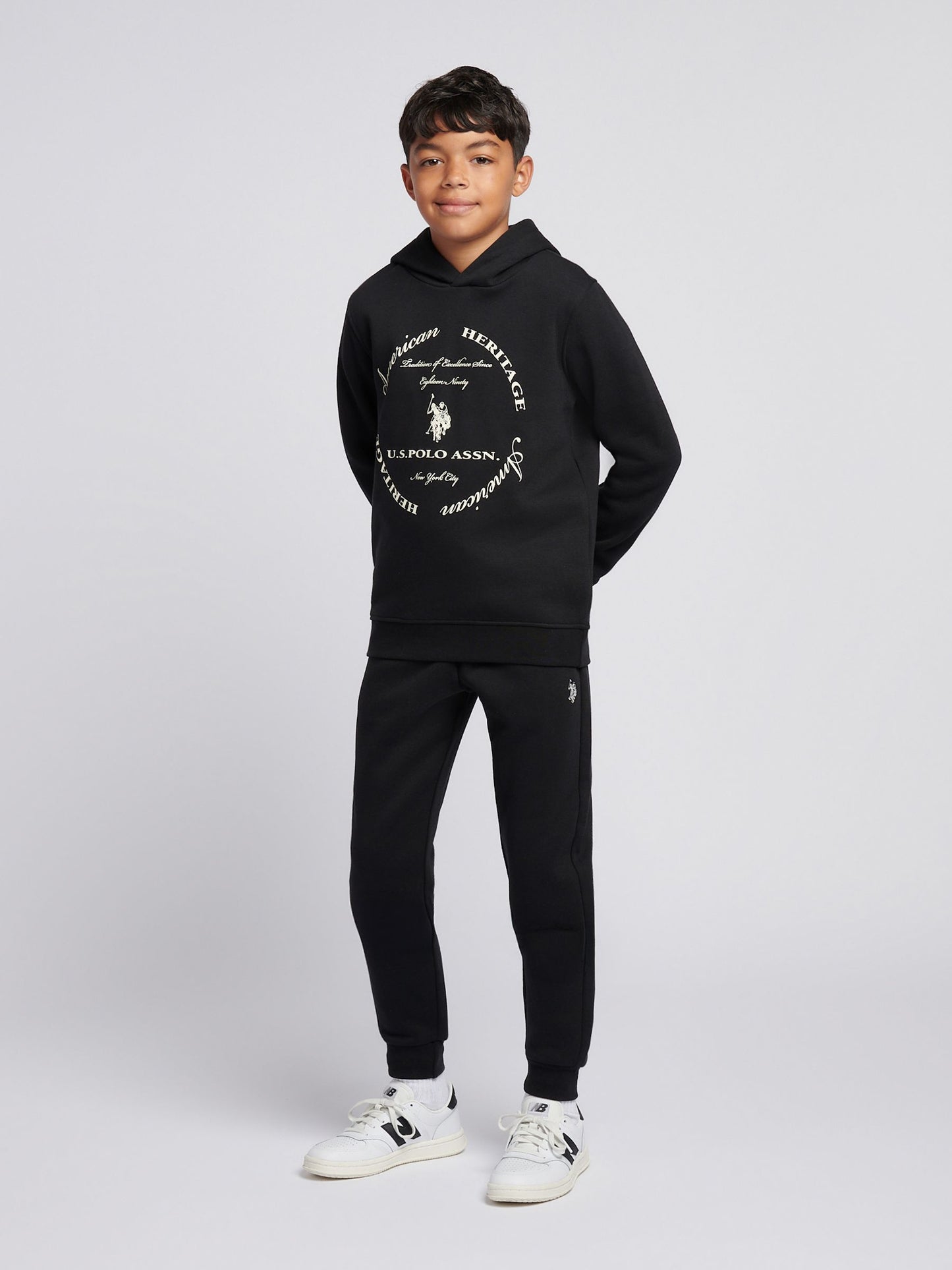 Dsiney Kidz - U.S. Polo Assn Black Circle Graphic Hoodie & Joggers Set image 1