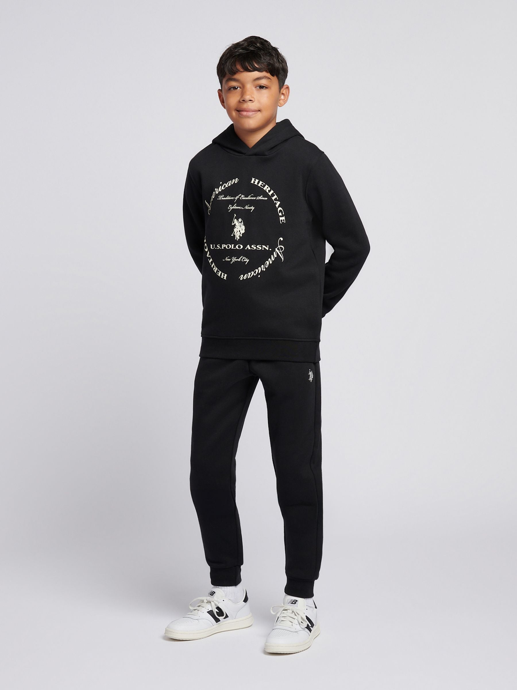 Dsiney Kidz - U.S. Polo Assn Black Circle Graphic Hoodie & Joggers Set image 1