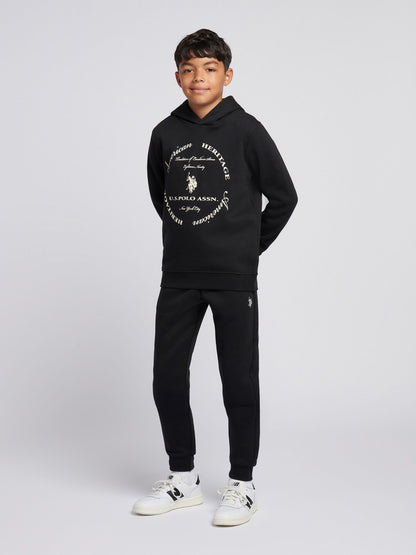 Dsiney Kidz - U.S. Polo Assn Black Circle Graphic Hoodie & Joggers Set image 1