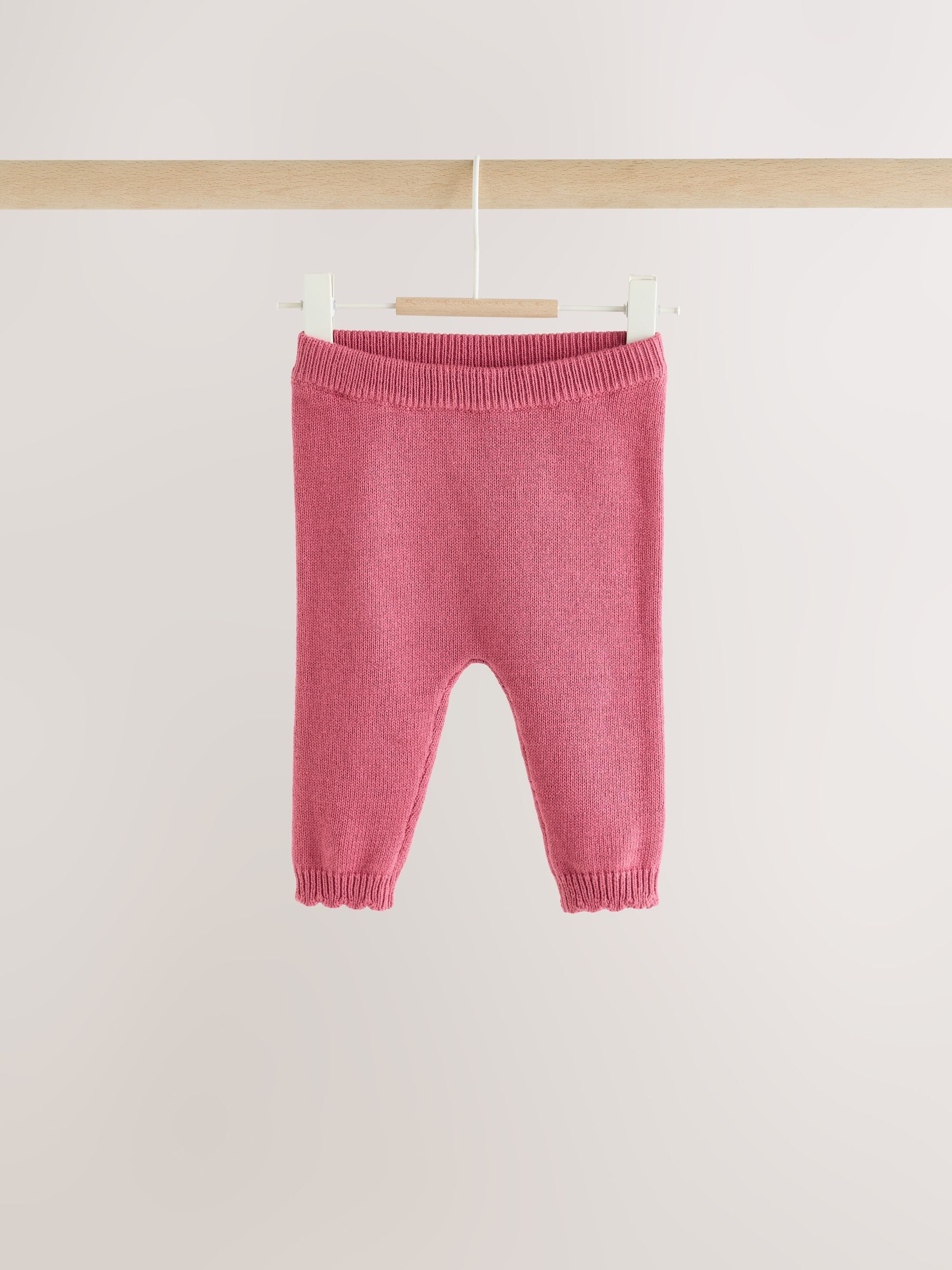 Pink Frill Knitted Bow Baby Cardigan & Leggings Set 2 Piece (0mths-2yrs) image 3
