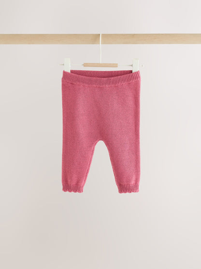 Pink Frill Knitted Bow Baby Cardigan & Leggings Set 2 Piece (0mths-2yrs) image 3
