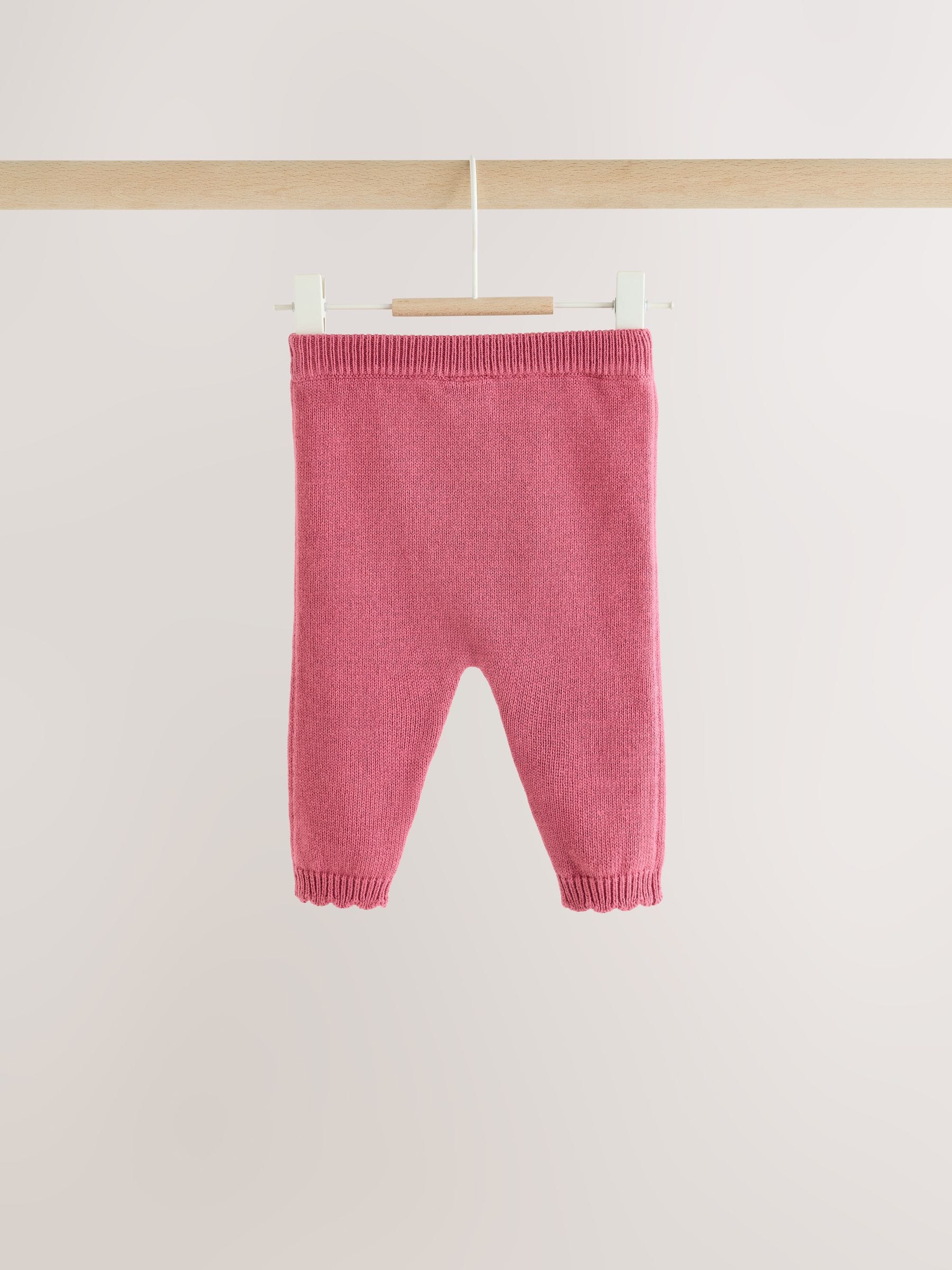 Pink Frill Knitted Bow Baby Cardigan & Leggings Set 2 Piece (0mths-2yrs) image 6