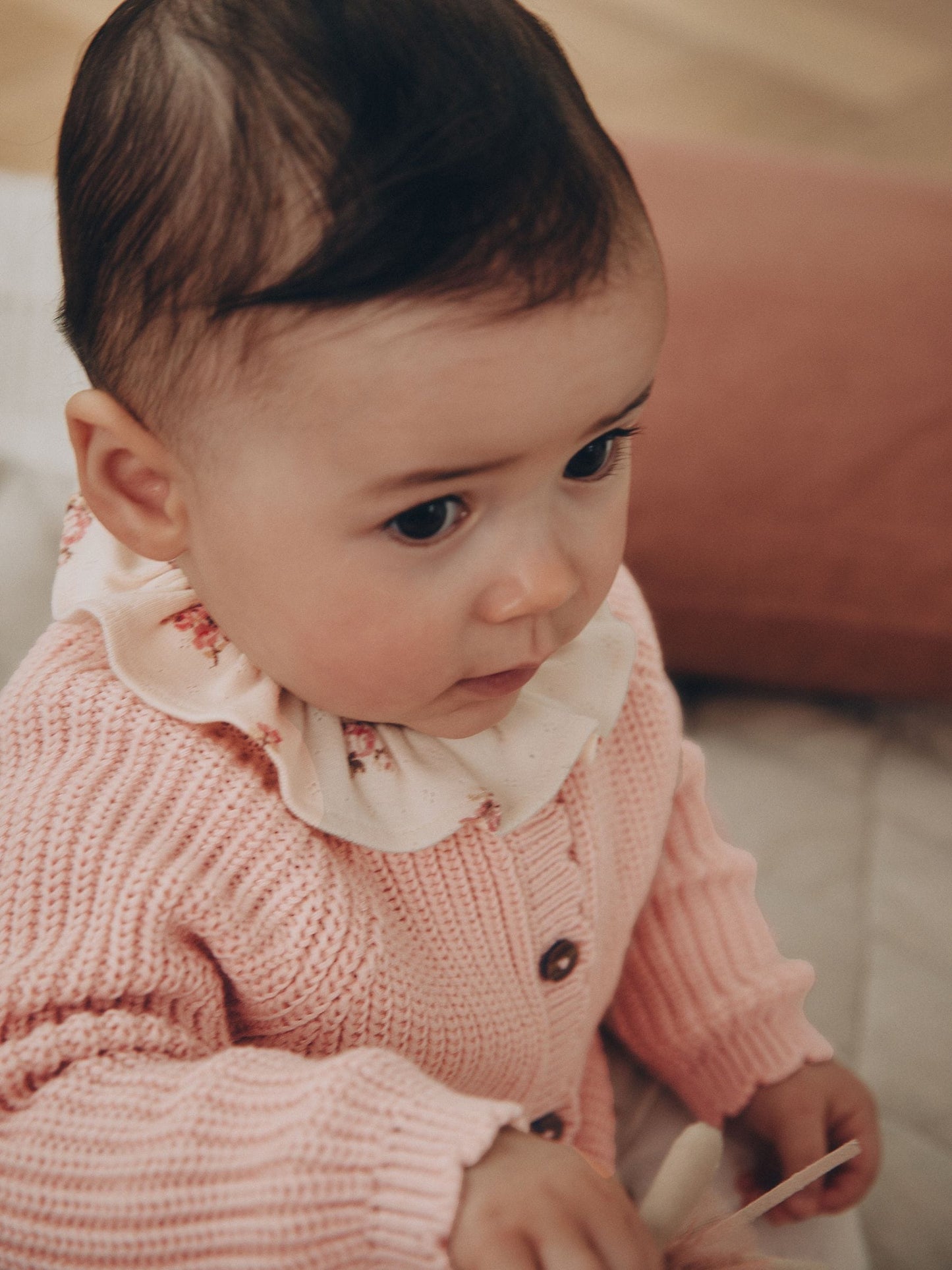 White Floral Bodysuit, Legging with Pink Knitted Cardigan Baby 3 Piece Set (0mths-2yrs) image 4