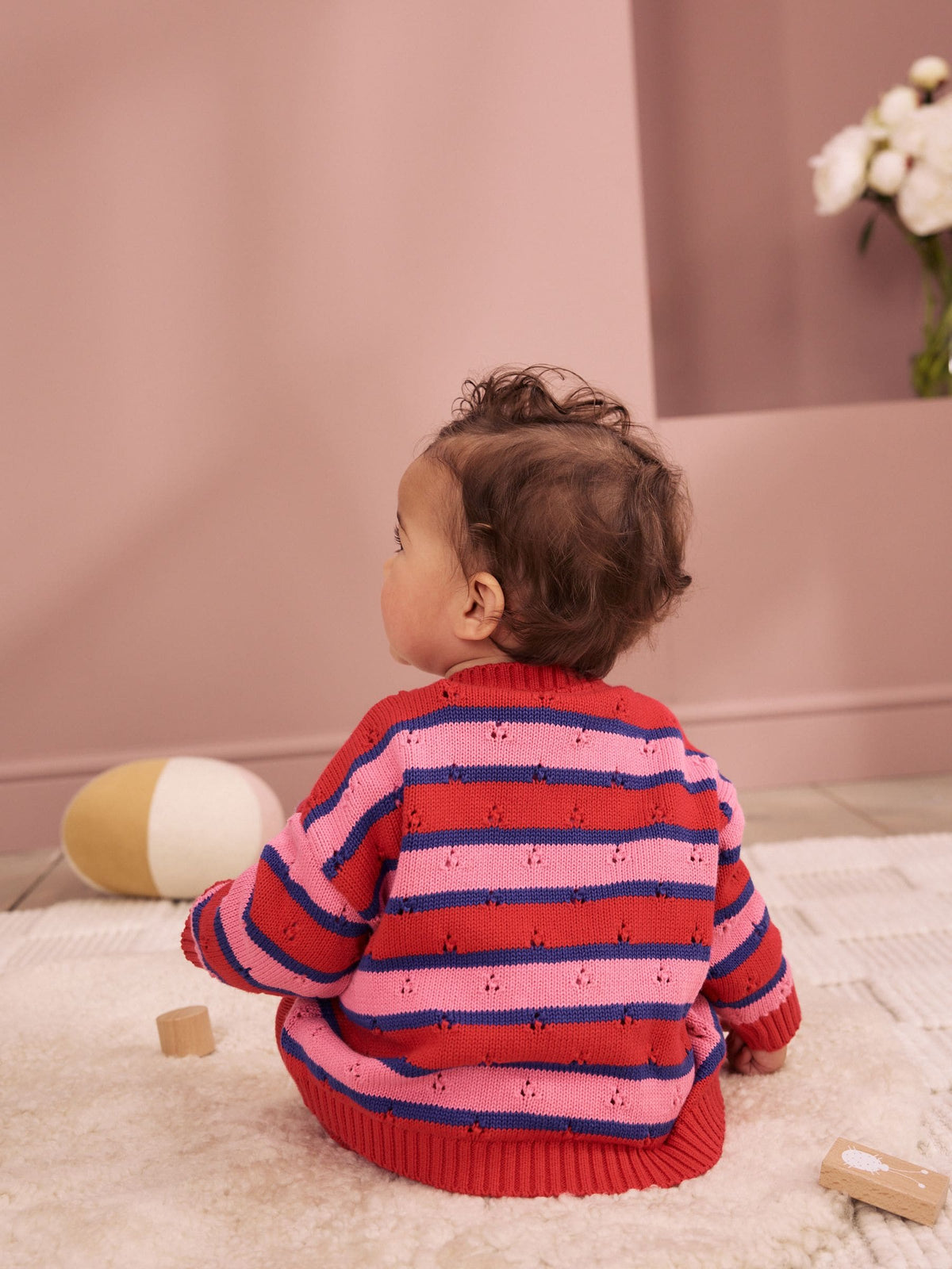 Red Stripe Knitted Bow Cardigan and Leggings Baby 2 Piece Set (0mths-2yrs) - image 5
