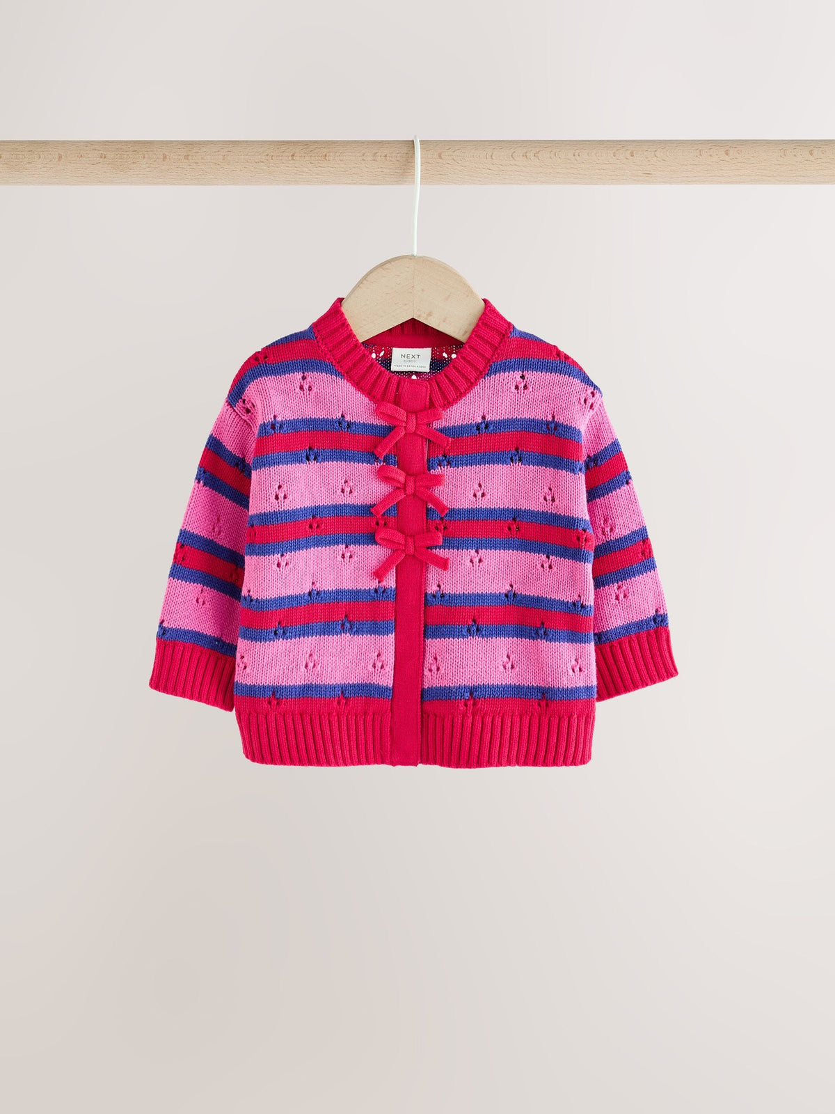 Red Stripe Knitted Bow Cardigan and Leggings Baby 2 Piece Set (0mths-2yrs) - image 9