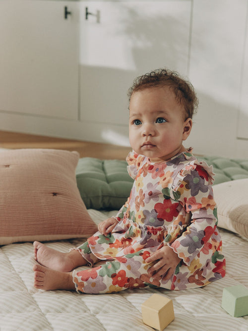 Dsiney Kidz - White Floral Peplum Top and Leggings Baby Set (0mths-2yrs) image 1