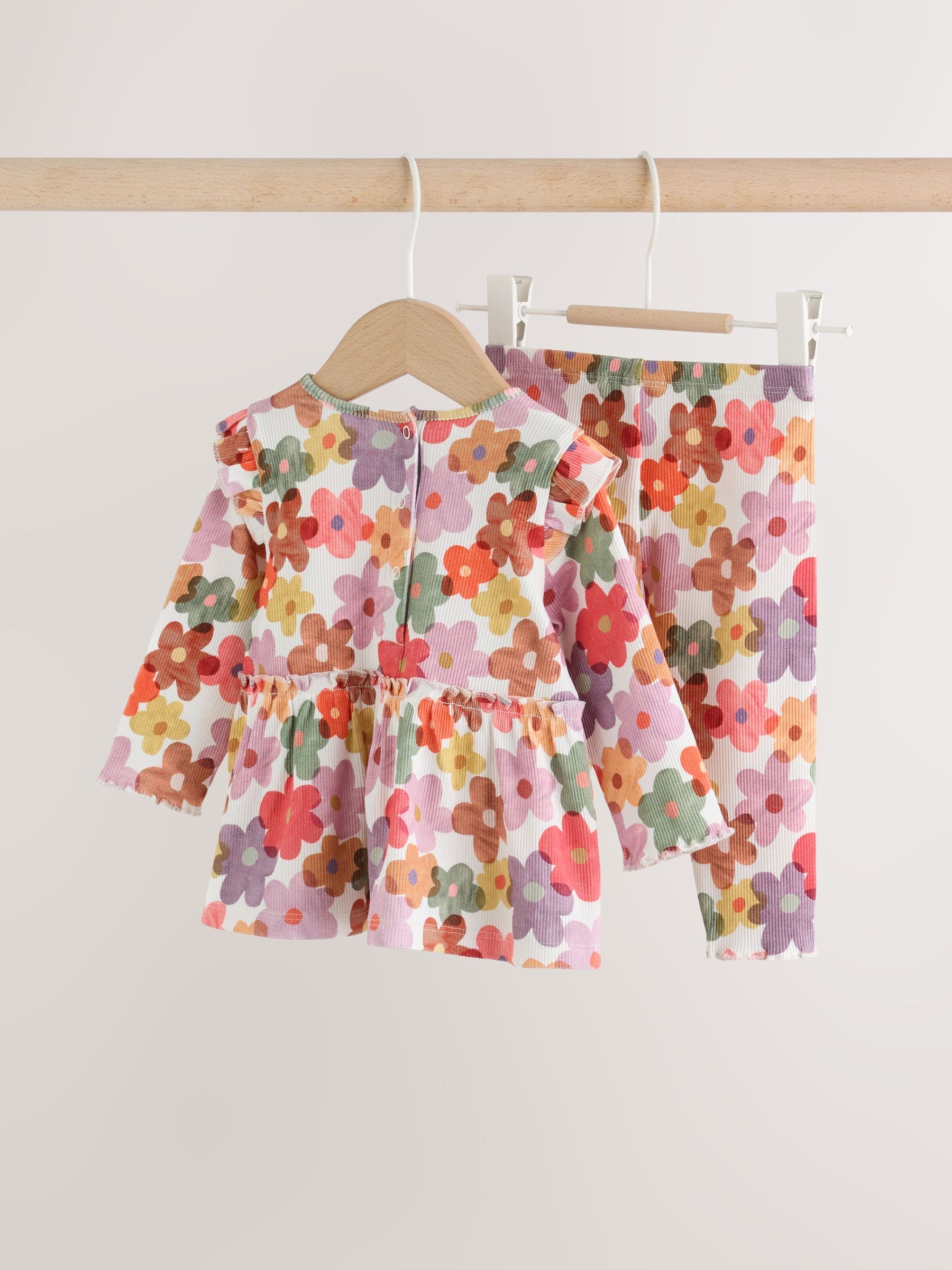 Dsiney Kidz - White Floral Peplum Top and Leggings Baby Set (0mths-2yrs) image 6