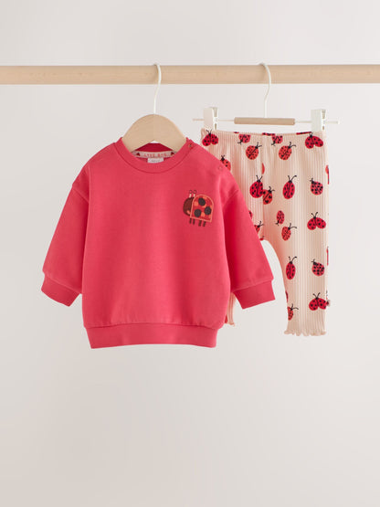 Red Ladybird Sweat Top and Leggings Set (0mths-2yrs) - image 1