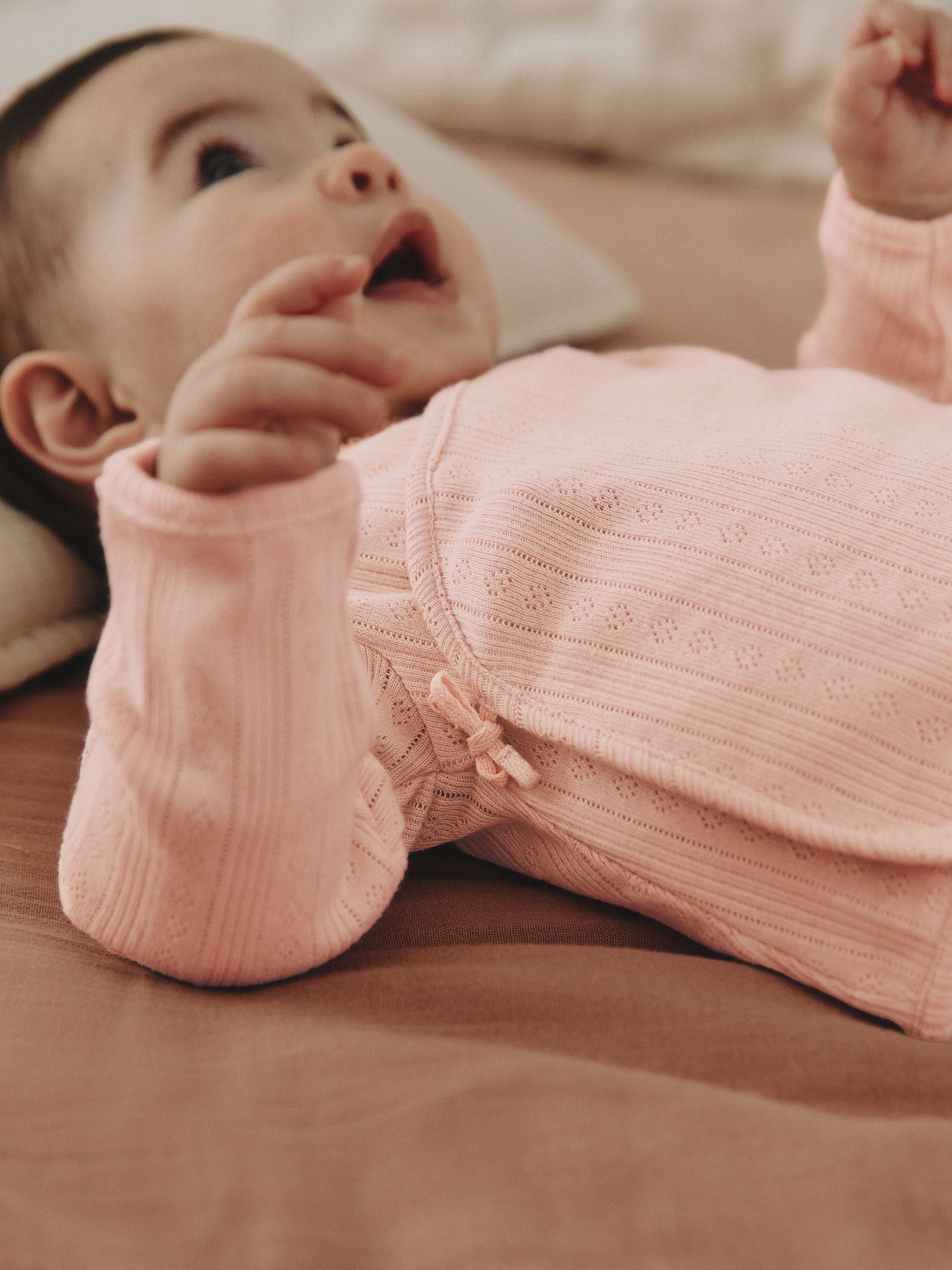 Pink Pointelle Bodysuit Leggings And Cardigan Baby Set 3 Piece (0-9mths) image 5
