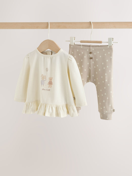 Dsiney Kidz - Ecru Bunny Baby Top And Legging 2 Piece Set (0mths-2yrs) image 1