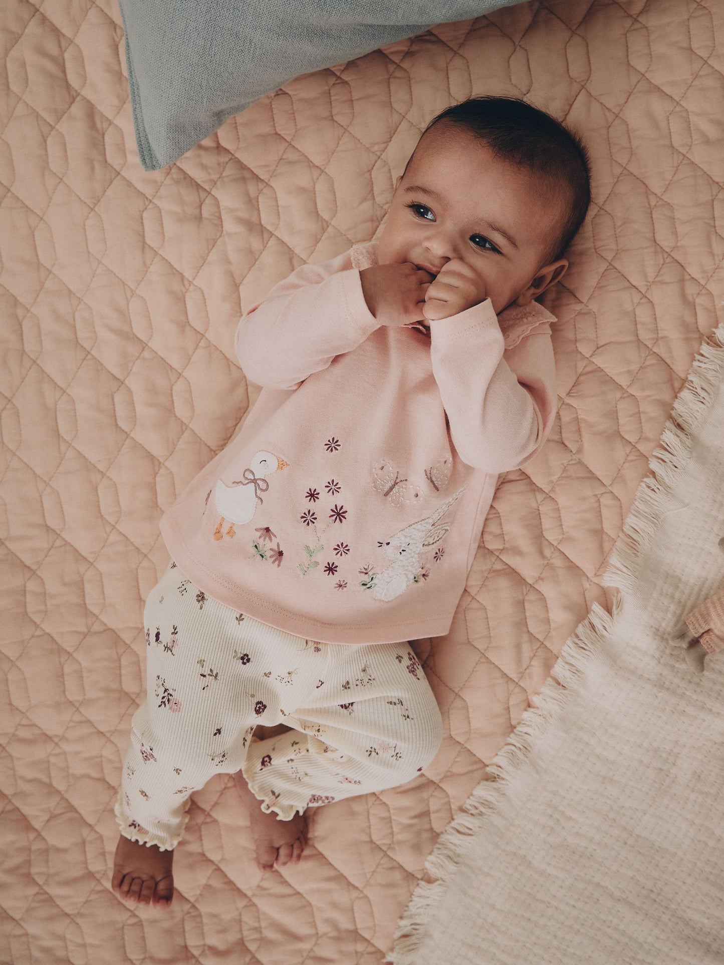 Pink Bunny Long Sleeve Top and Leggings Baby 2 Piece Set (0mths-2yrs) image 1