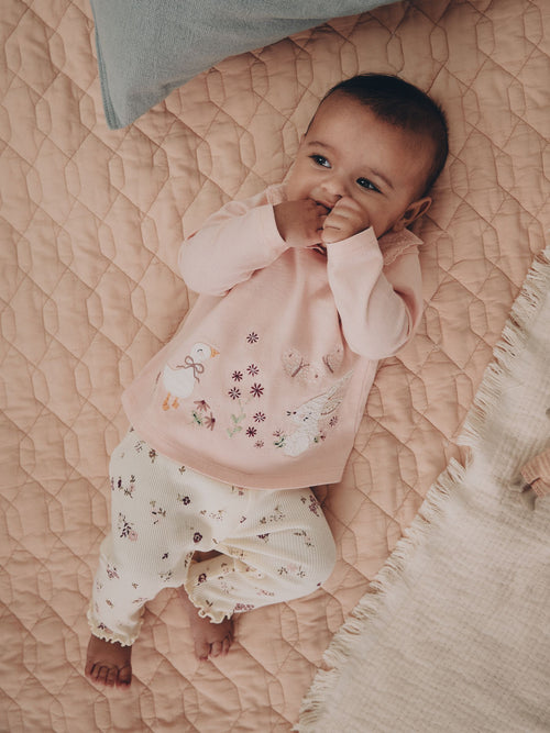 Dsiney Kidz - Pink Bunny Long Sleeve Top and Leggings Baby 2 Piece Set (0mths-2yrs) image 1