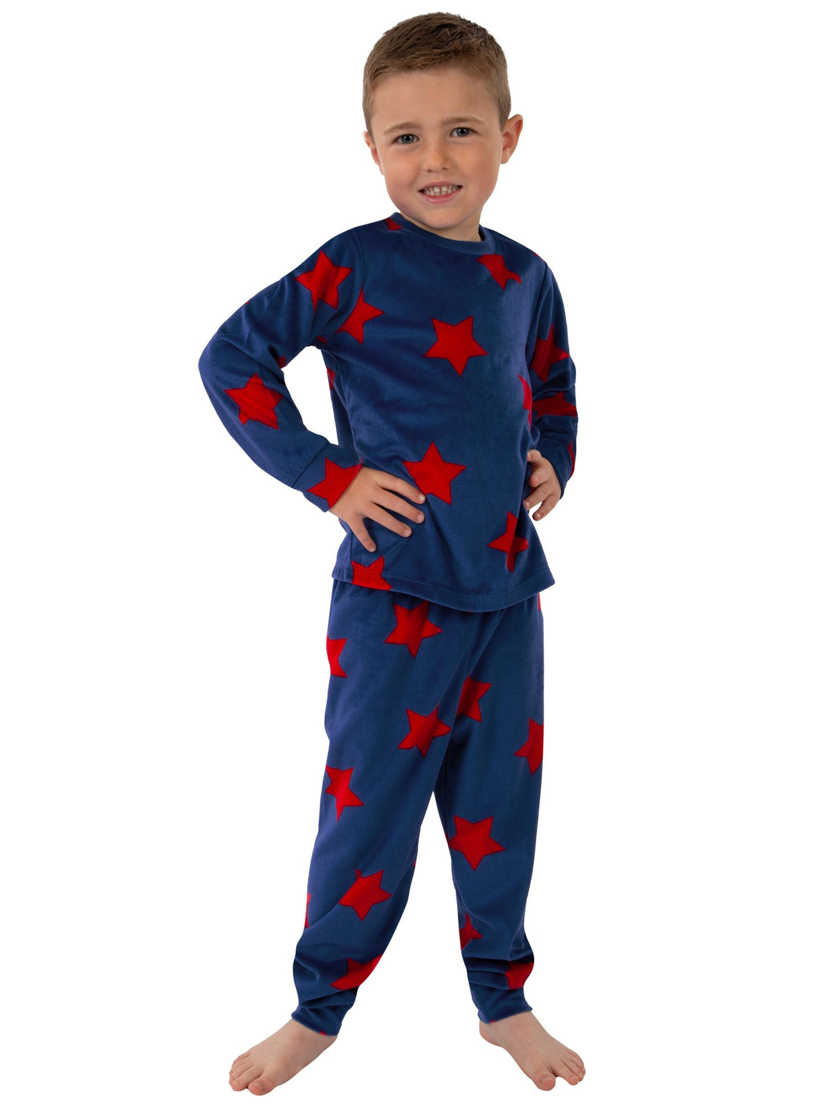 Harry Bear Blue Stars Long Sleeve Fleece Pyjamas - image 1