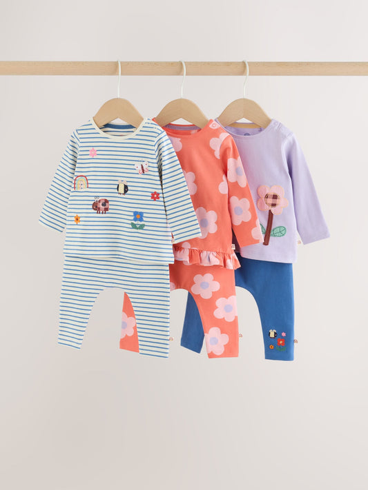 Dsiney Kidz - Navy Stripe Long Sleeve T-Shirt And Leggings Baby 6 Piece Set (0mths-2yrs) image 1