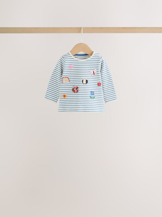Dsiney Kidz - Navy Stripe Long Sleeve T-Shirt And Leggings Baby 6 Piece Set (0mths-2yrs) image 2