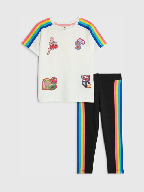 Dsiney Kidz - River Island Cream Badged T-Shirt & Leggings Set image 1