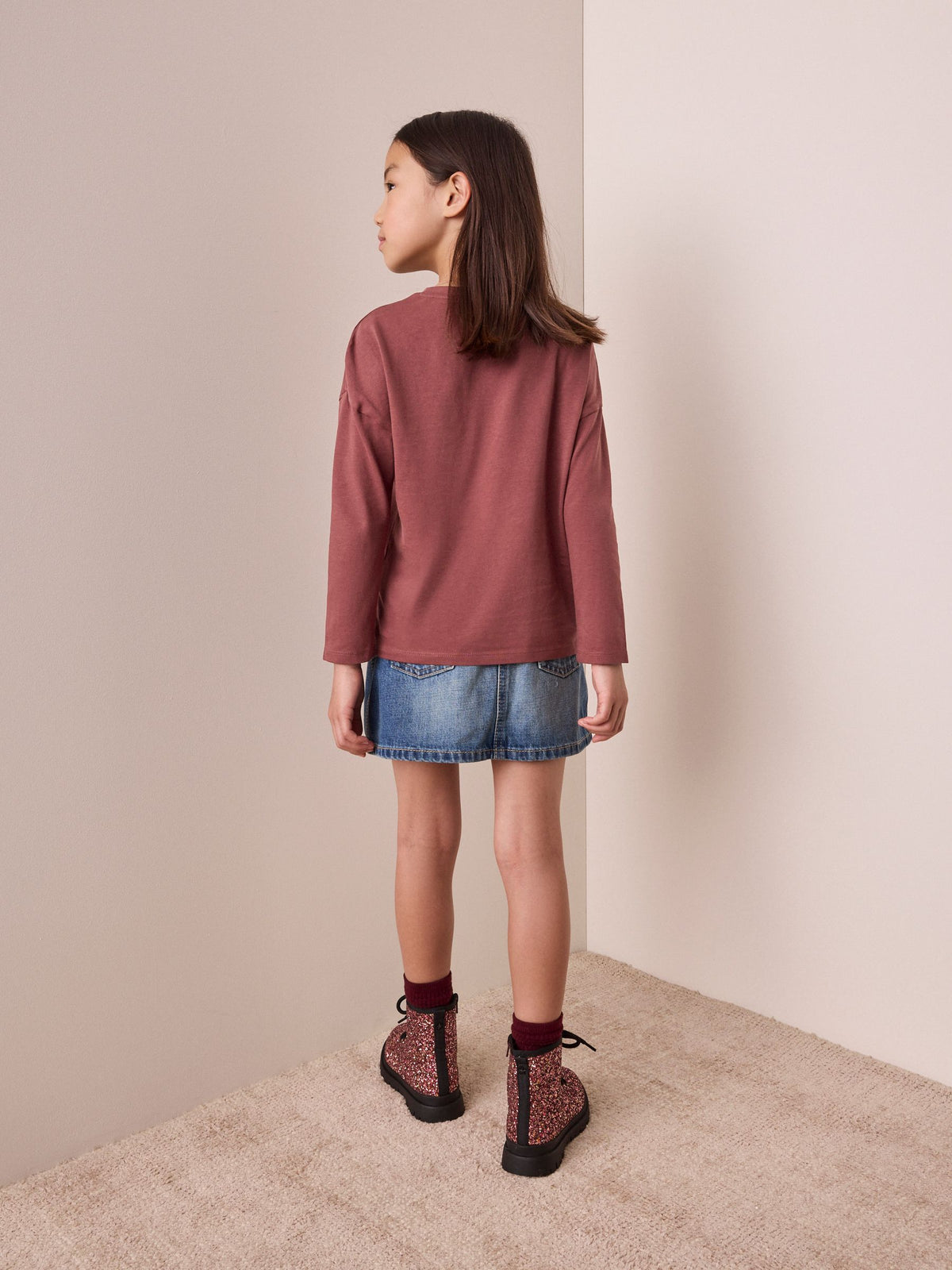 Dsiney Kidz - Brown Spot Long Sleeve Sequin Heart Top (3-16yrs) image 3