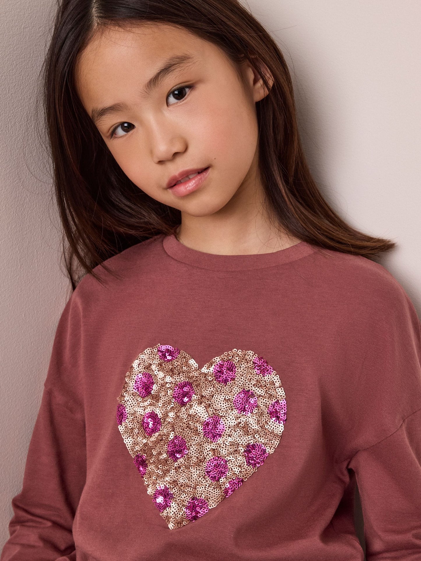 Dsiney Kidz - Brown Spot Long Sleeve Sequin Heart Top (3-16yrs) image 4