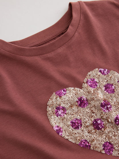 Dsiney Kidz - Brown Spot Long Sleeve Sequin Heart Top (3-16yrs) image 7